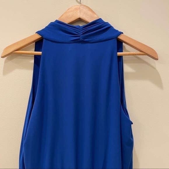 Lauren Ralph Lauren Blue Sleeveless Maxi Jersey Knit Dress V Neck - Picture 5 of 6